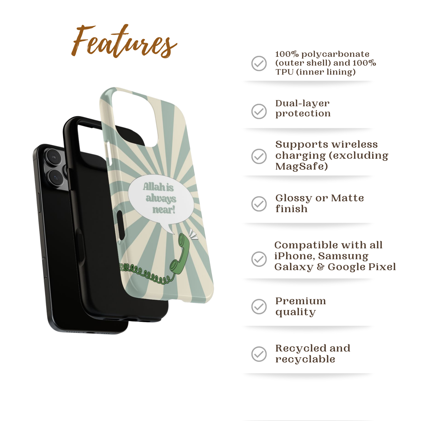 Allah Is Always Near | Retro Muslimah Phone Case