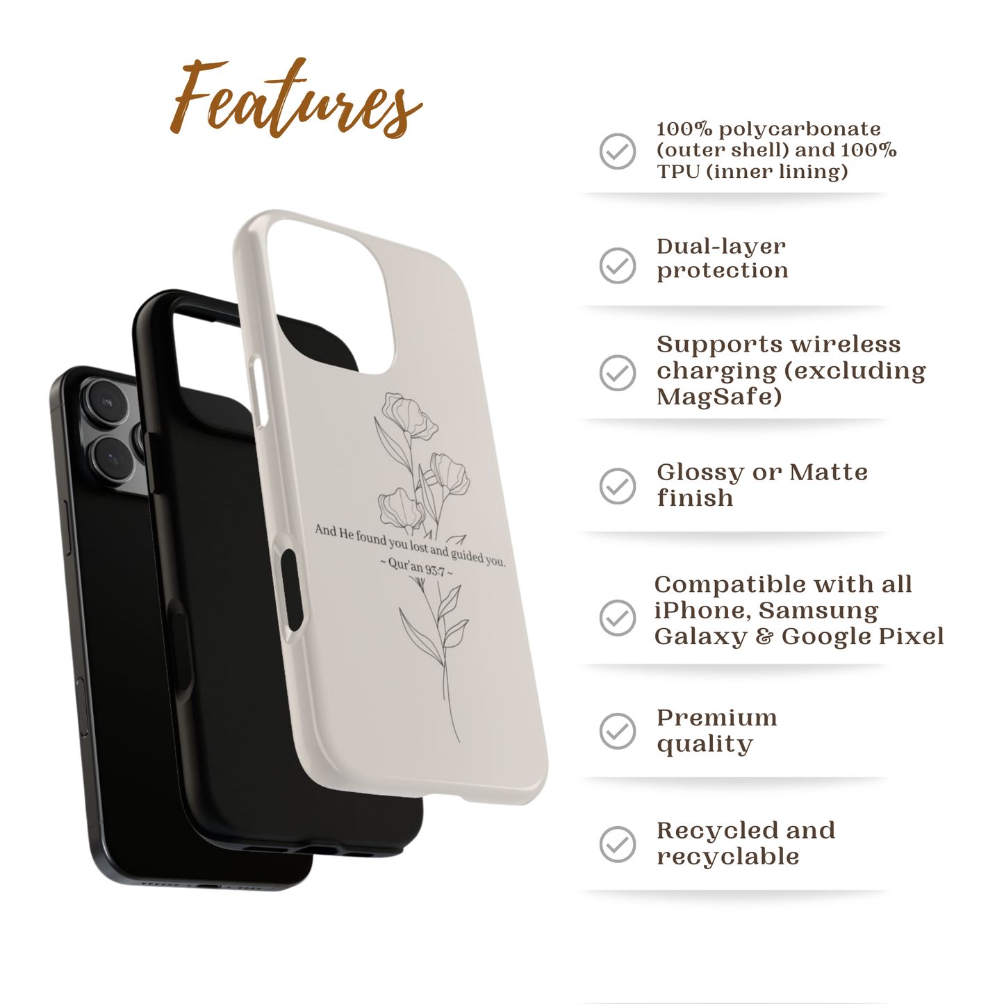 “And He Found You Lost and Guided You” Qur’an 93:7 Phone Case