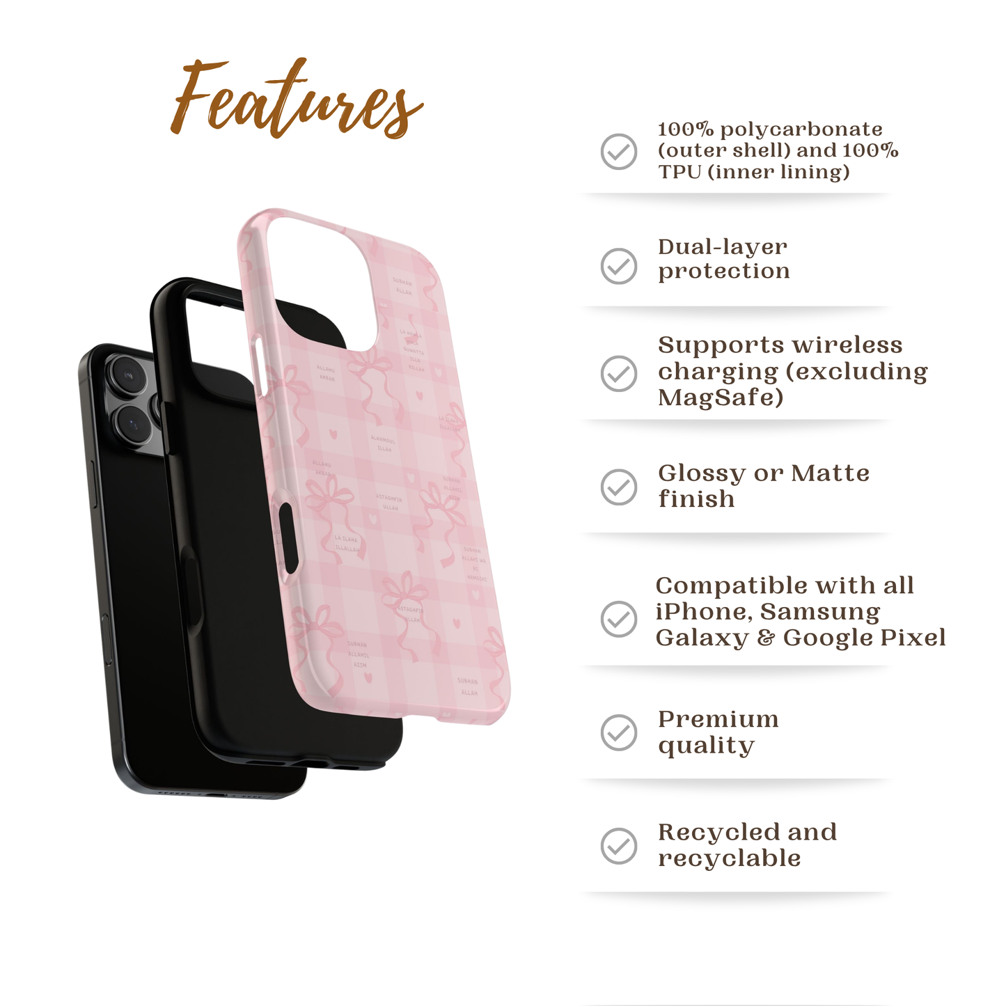 Pink Ribbon Dhikr Islamic Phone Case