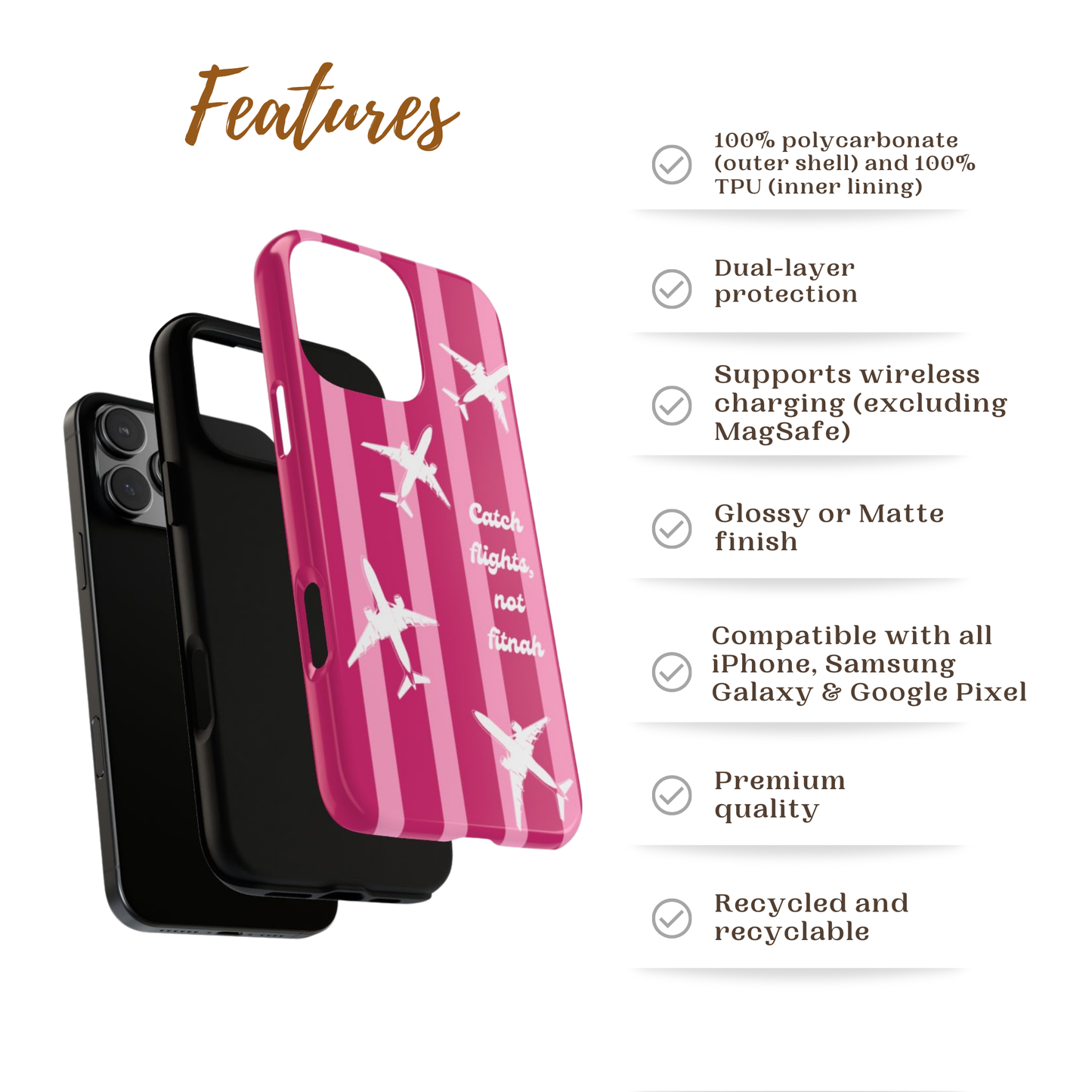 Catch Flights, Not Fitnah | Everyday Muslimah Phone Case