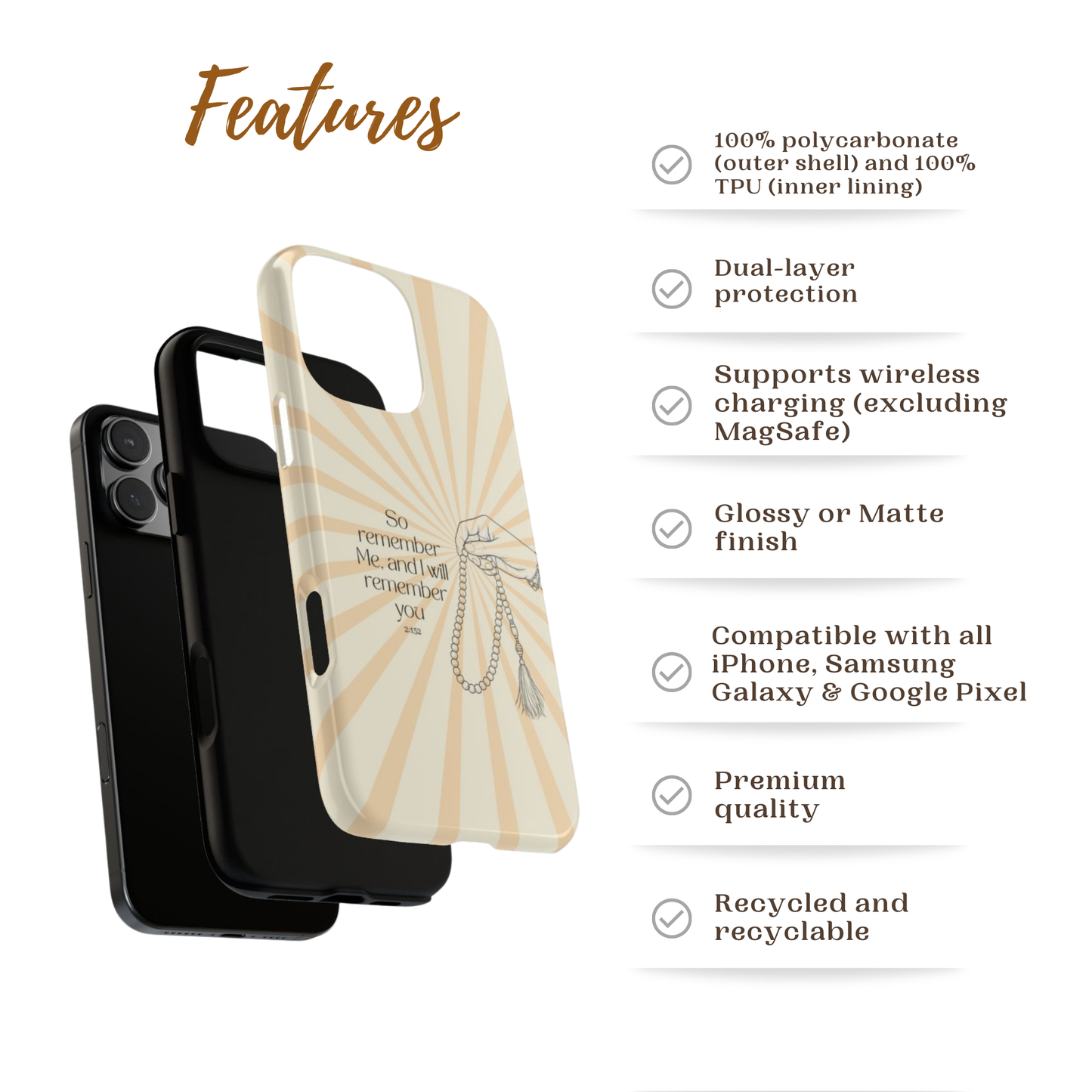 “So Remember Me” Quran Verse Islamic Phone Case